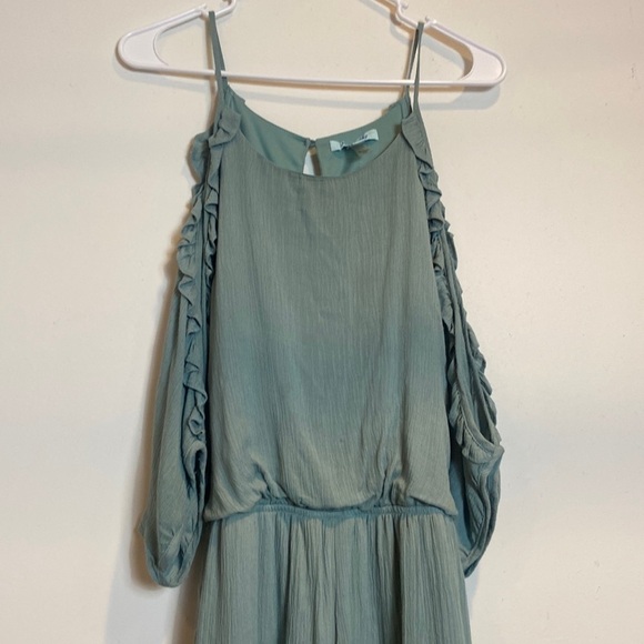 She + Sky Pants - - She + Sky Soft Green Gauze Cold shoulder Romper
